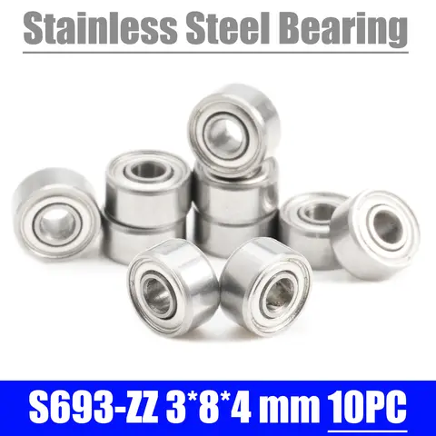 S693ZZ Bearing 3*8*4 mm ( 10 PCS ) 440C Roller Stainless Steel S693Z S693 Z ZZ Ball Bearings