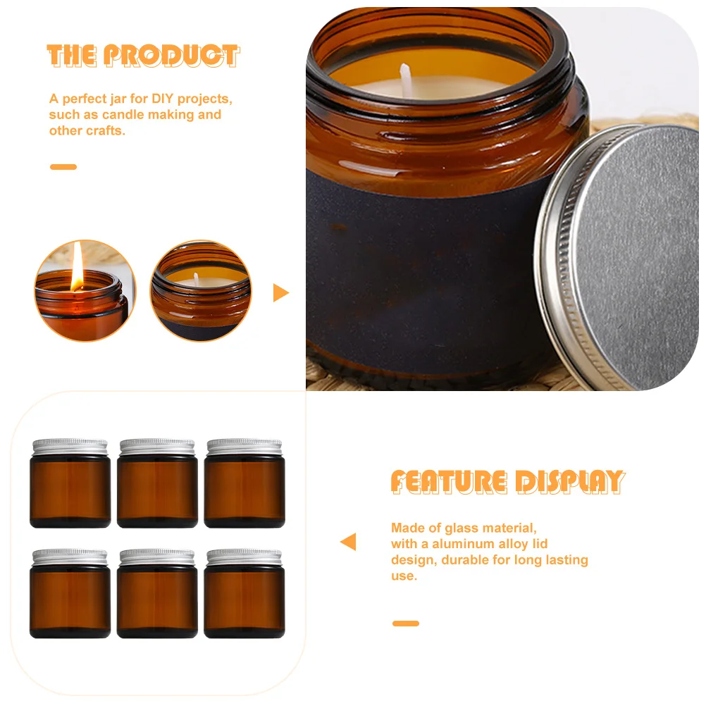 6 Pcs Glass Storage Jars with Lids Wax Melt Containers Small Candles Amber for Empty 
6 Pcs Glass Storage Jars with Lids Wax Melt Containers Small Candles Amber for Empty