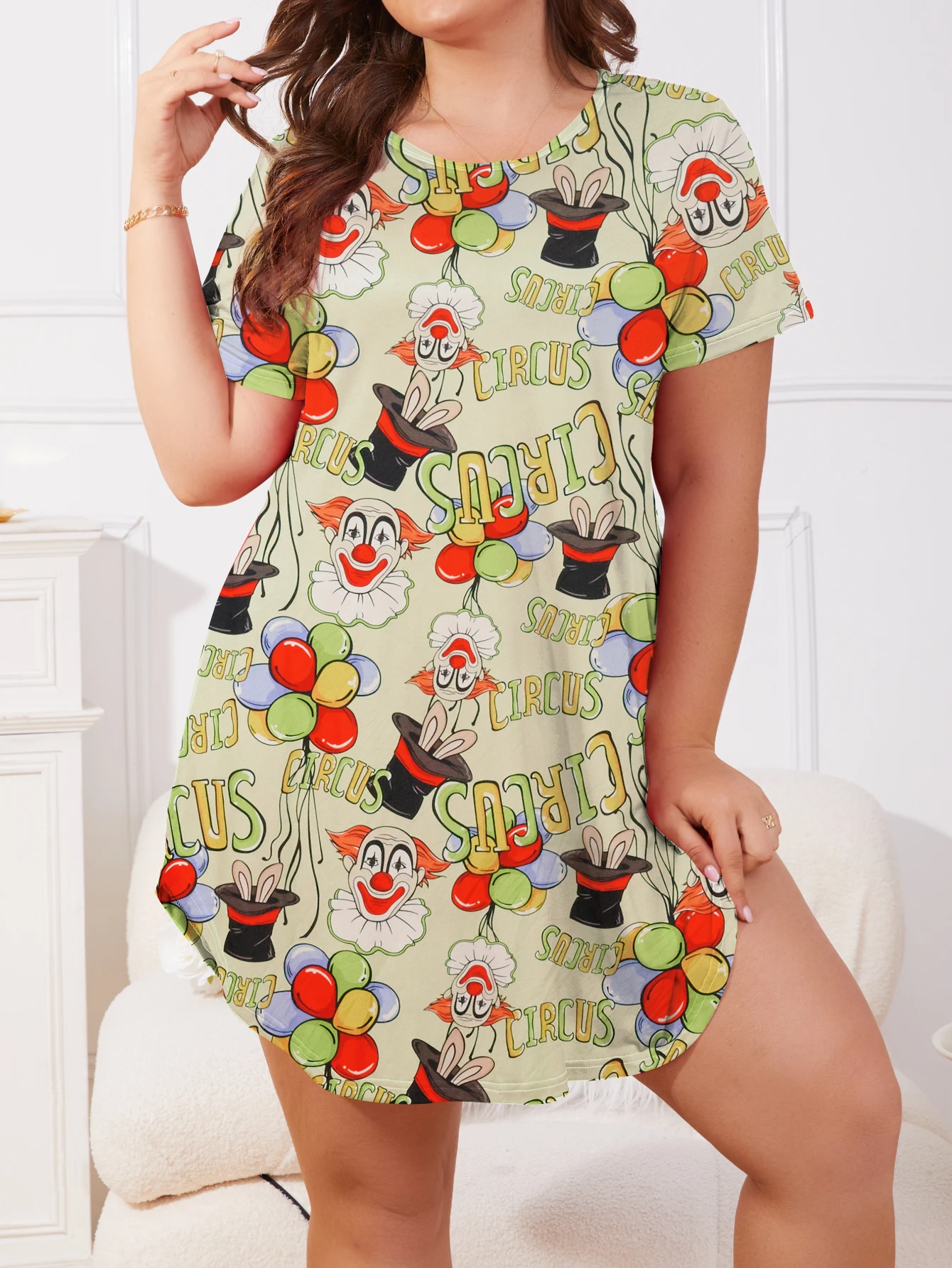 Women's Plus Size Round Neck Short Sleeve Cartoon Printed Milk Silk Nightdress Comfy Sleepwear 1XL-5XL
Women's Plus Size Round Neck Short Sleeve Cartoon Printed Milk Silk Nightdress Comfy Sleepwear 1XL-5XL