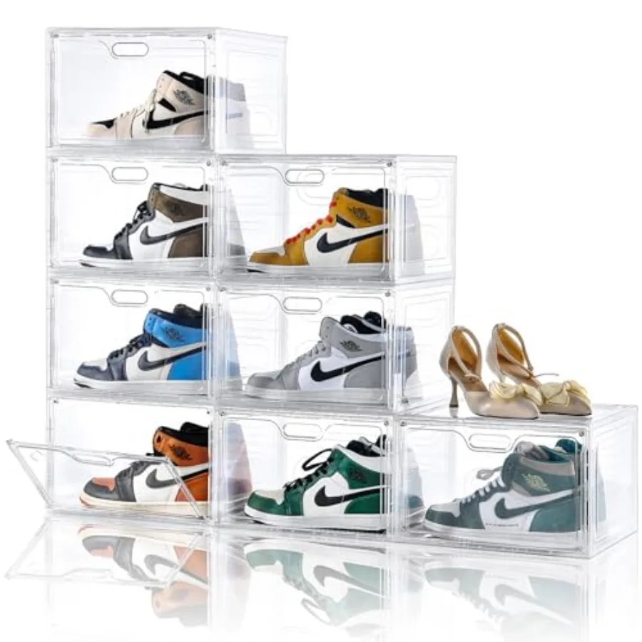 8 Pack Shoe Boxes Plastic Stackable Large Shoe Storage Organizer with Lids Drop Side Shoe Containers for Entryway Sneaker Stora
8 Pack Shoe Boxes Plastic Stackable Large Shoe Storage Organizer with Lids Drop Side Shoe Containers for Entryway Sneaker Stora