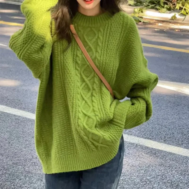 Pullover Sweater Women Autumn Winter Thicken Warm Femme Sweaters New Loose Knitwear Long Sleeve Top E2736
Pullover Sweater Women Autumn Winter Thicken Warm Femme Sweaters New Loose Knitwear Long Sleeve Top E2736