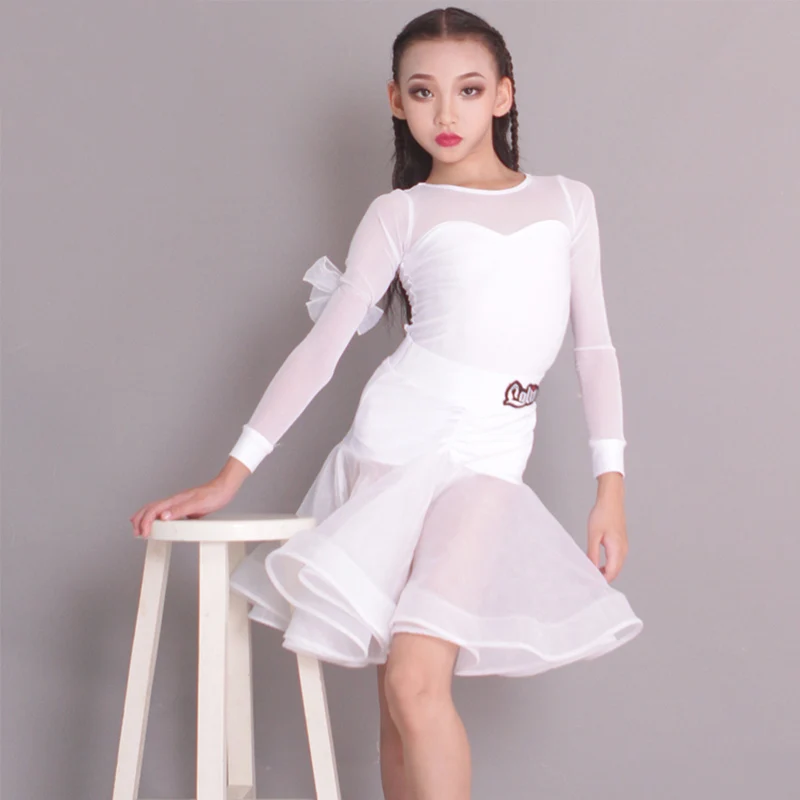 White Latin Dance Competition Dress Long Sleeve Bodysuit Skirt Rumba Samba Performance Costume Children Practice Wear DL10020
White Latin Dance Competition Dress Long Sleeve Bodysuit Skirt Rumba Samba Performance Costume Children Practice Wear DL10020