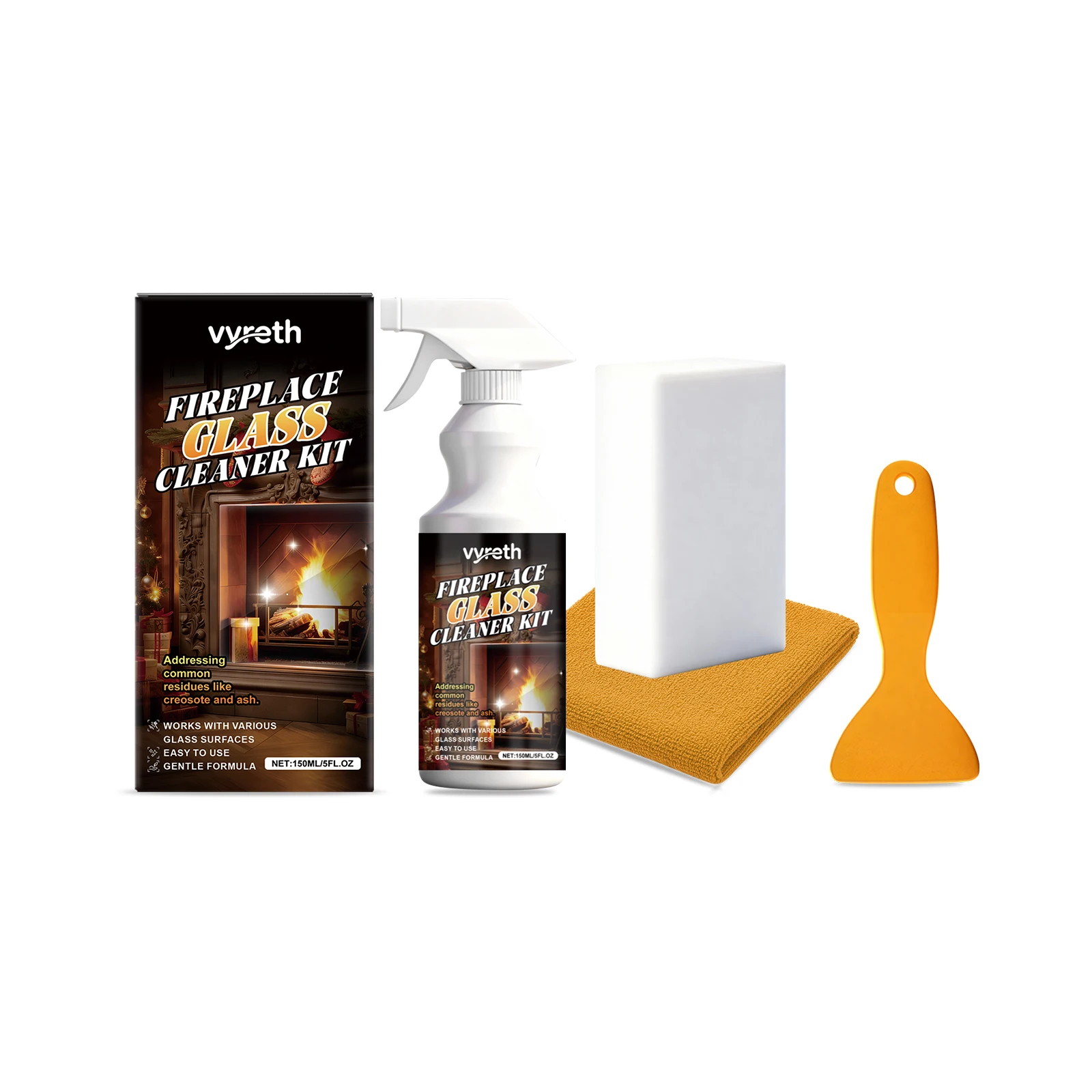 Fireplace Glass Cleaning Set - Convenient And Easy-To-Use For Cleaning Fireplace Glass And Removing Stains
Fireplace Glass Cleaning Set - Convenient And Easy-To-Use For Cleaning Fireplace Glass And Removing Stains