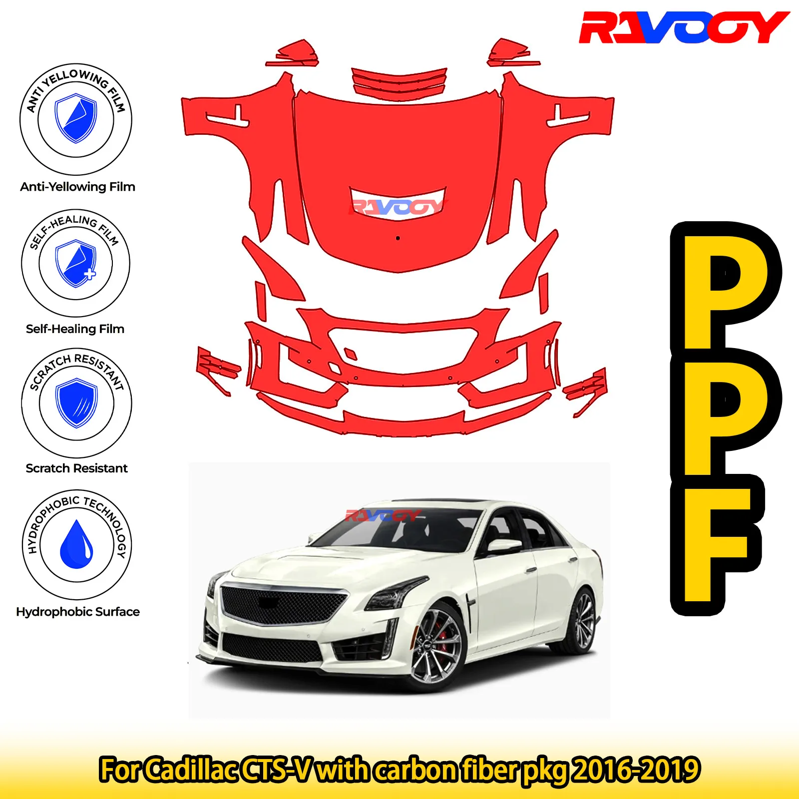 For Cadillac CTS-V with carbon fiber pkg 2016-2019 Glossy Matte Black Precut front PPF Kit Paint Protection Film
For Cadillac CTS-V with carbon fiber pkg 2016-2019 Glossy Matte Black Precut front PPF Kit Paint Protection Film