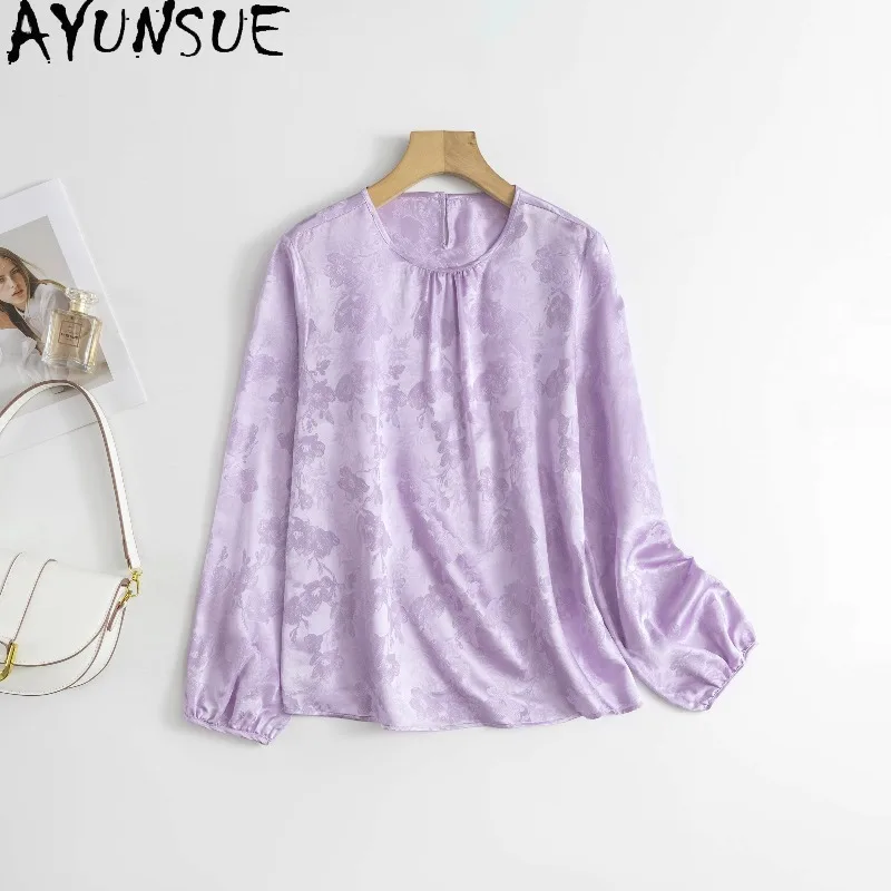 AYUNSUE 100% Silk Pullover Blouse Femme Elegant O-neck Long Sleeve Tops for Woman Slimming Blouses Spring Woman Clothing 블라우스
AYUNSUE 100% Silk Pullover Blouse Femme Elegant O-neck Long Sleeve Tops for Woman Slimming Blouses Spring Woman Clothing 블라우스