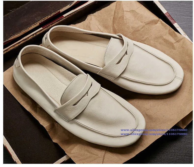 White/brown/black Leather Slip-On Loafers Men's Shoes Round Toe Flats Wear-Resistant Solid Color Men Shoes Handmade Men's Shoes
White/brown/black Leather Slip-On Loafers Men's Shoes Round Toe Flats Wear-Resistant Solid Color Men Shoes Handmade Men's Shoes