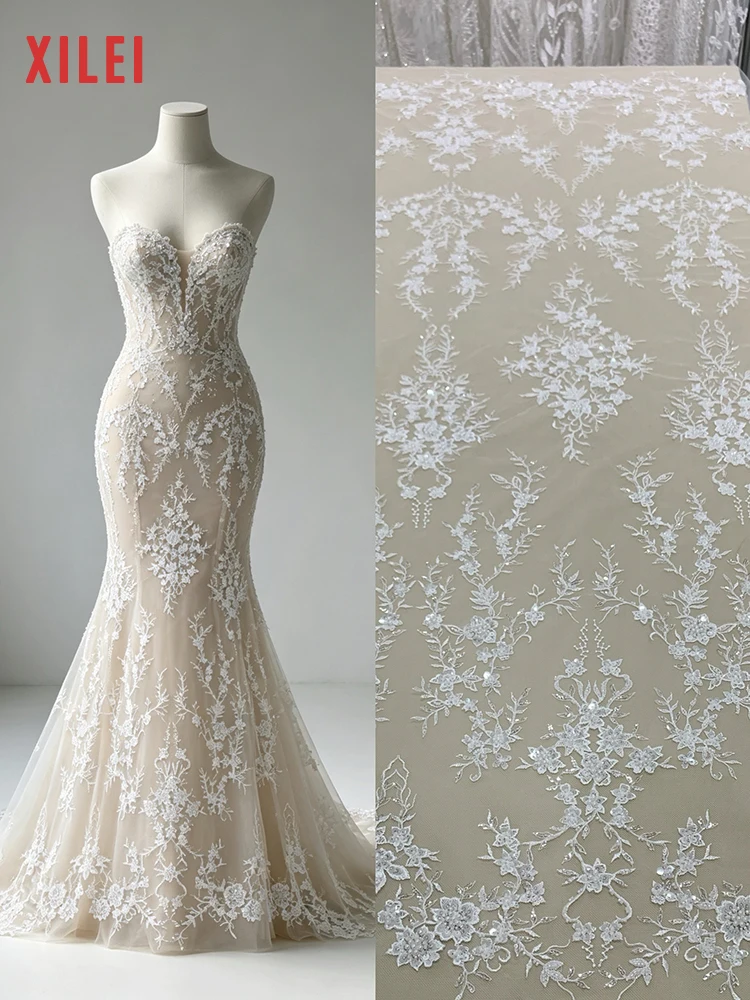 XILEI#15 New Exquisite Beaded Embroidery French Lace Fabric Light Luxury Wedding Dress Women's Clothing Decoration
XILEI#15 New Exquisite Beaded Embroidery French Lace Fabric Light Luxury Wedding Dress Women's Clothing Decoration