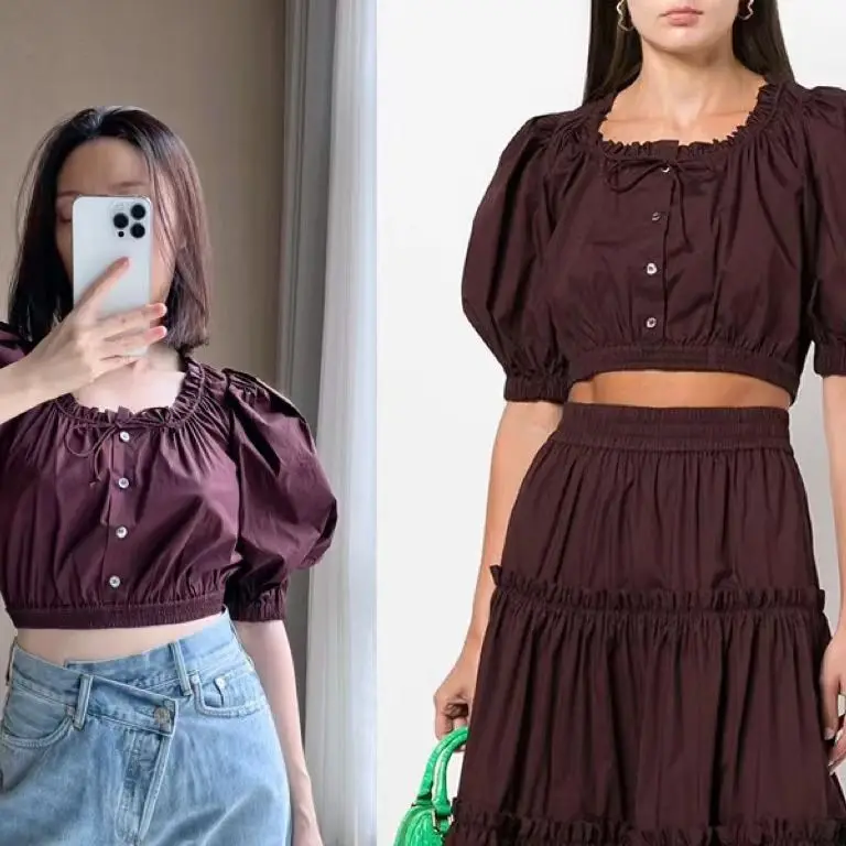 American Sle Bubble Sve irt Women's ort Sve Belted Design Purple Red Color Spring Summer New Arrivals Cotton Blend
American Sle Bubble Sve irt Women's ort Sve Belted Design Purple Red Color Spring Summer New Arrivals Cotton Blend