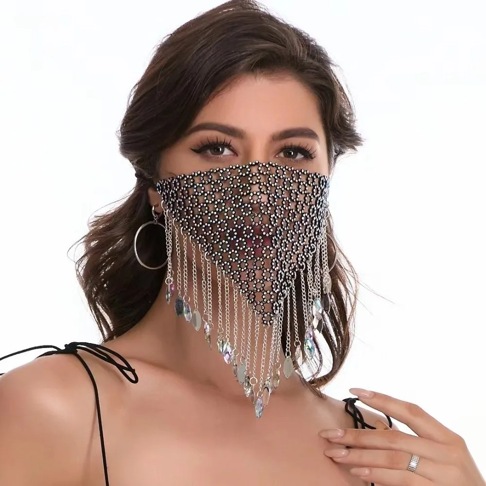 Reusable Fishing Net Rhinestone Mask Tassel Shining Face Cover Bling Hollow Masquerade Mask Fashion Jewelry
Reusable Fishing Net Rhinestone Mask Tassel Shining Face Cover Bling Hollow Masquerade Mask Fashion Jewelry