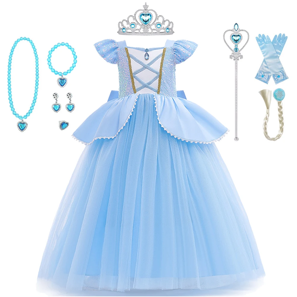 Cinderella Cosplay Costume Kids Clothes for Girls Sequins Princess Dress with Crown Gloves Birthday Party Ball Gown 2-10 Years
Cinderella Cosplay Costume Kids Clothes for Girls Sequins Princess Dress with Crown Gloves Birthday Party Ball Gown 2-10 Years