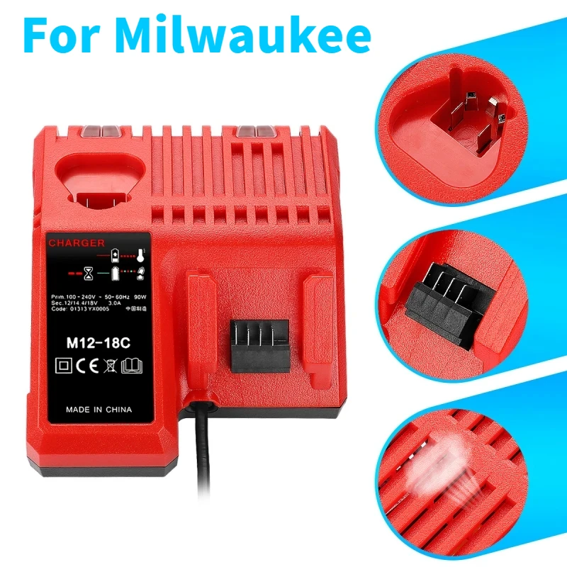Charger for Milwaukee Dual Charging Port M12-18C Lithium Battery Fast Charging Lithium Batteries Compatible Tool Accessory
Charger for Milwaukee Dual Charging Port M12-18C Lithium Battery Fast Charging Lithium Batteries Compatible Tool Accessory