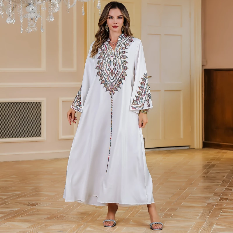 Muslim Robe Women's Dubai Gorgeous Banquet Style Abaya Rope Embroidery Elegant Robe 2025 Spring Autumn New Prom Mujer Dress
Muslim Robe Women's Dubai Gorgeous Banquet Style Abaya Rope Embroidery Elegant Robe 2025 Spring Autumn New Prom Mujer Dress