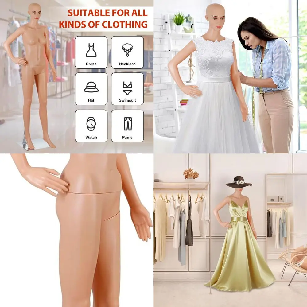 69 Full Body Female Mannequin with Adjustable Stand and Realistic Head for Dress Display
69 Full Body Female Mannequin with Adjustable Stand and Realistic Head for Dress Display