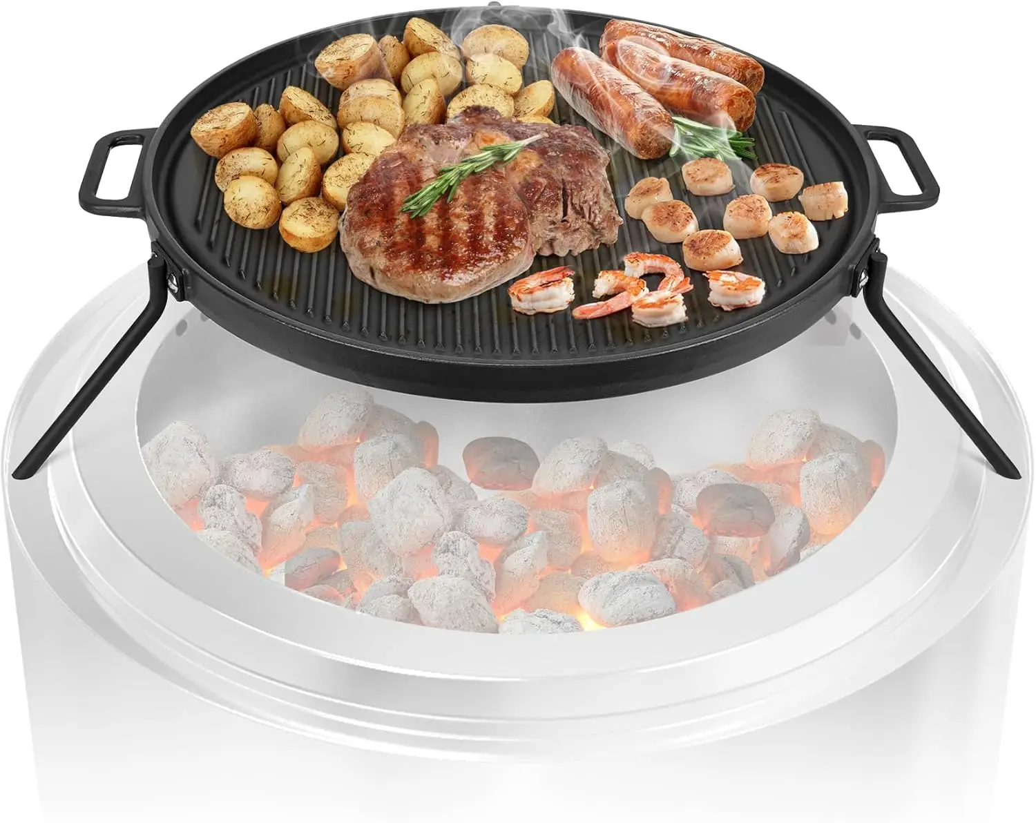 Cast Iron Griddle with Removable Legs for Solo Stove Bonfire & Yukon Fire Pits, Portable Round Pan for Outdoor BBQ and Camping
Cast Iron Griddle with Removable Legs for Solo Stove Bonfire & Yukon Fire Pits, Portable Round Pan for Outdoor BBQ and Camping