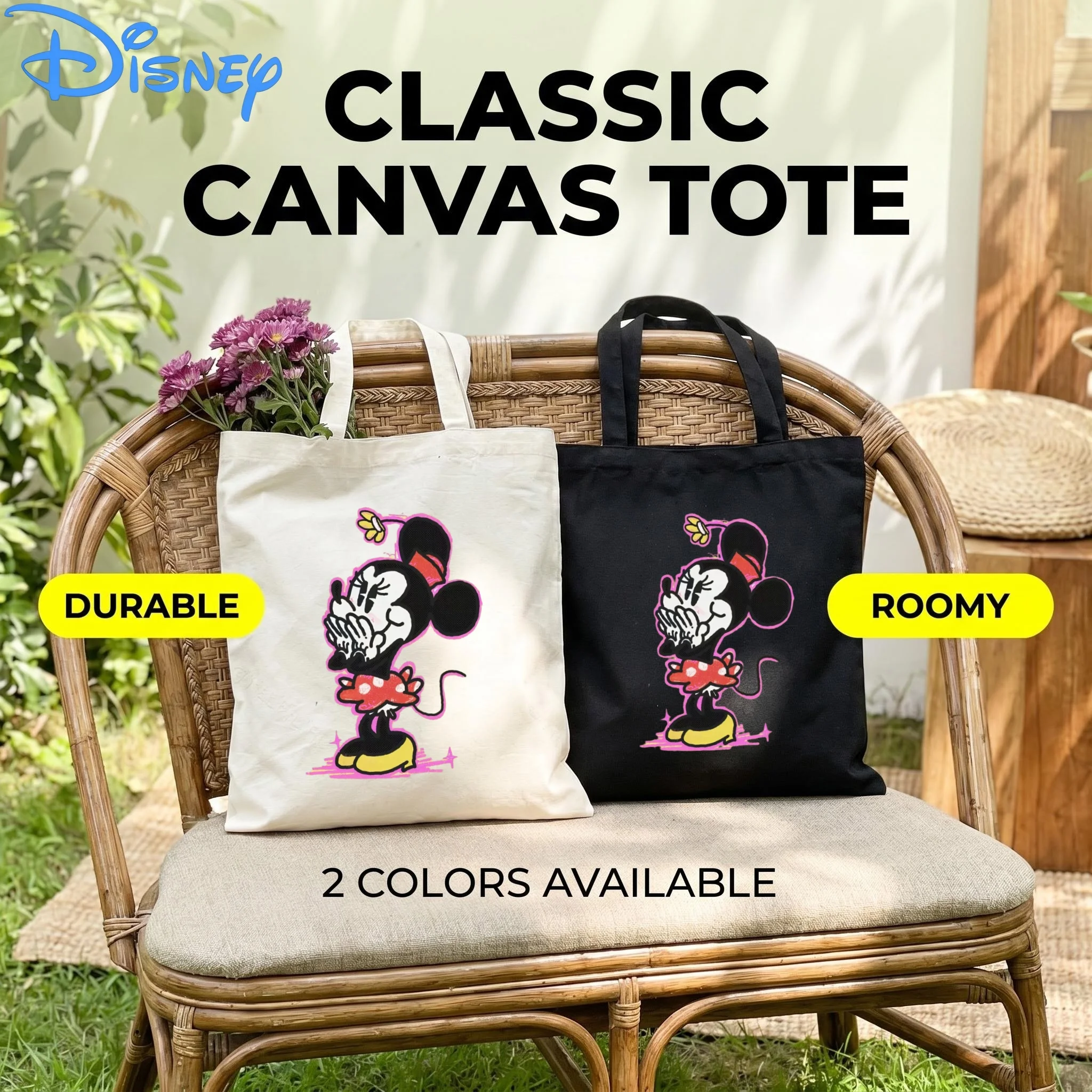 1PC Disney Blushing Cover Mouth Minnie Mouse Canvas Tote Bag, Pink Outline Polka Dot Dress Eco Shoulder Shopping Bag
1PC Disney Blushing Cover Mouth Minnie Mouse Canvas Tote Bag, Pink Outline Polka Dot Dress Eco Shoulder Shopping Bag