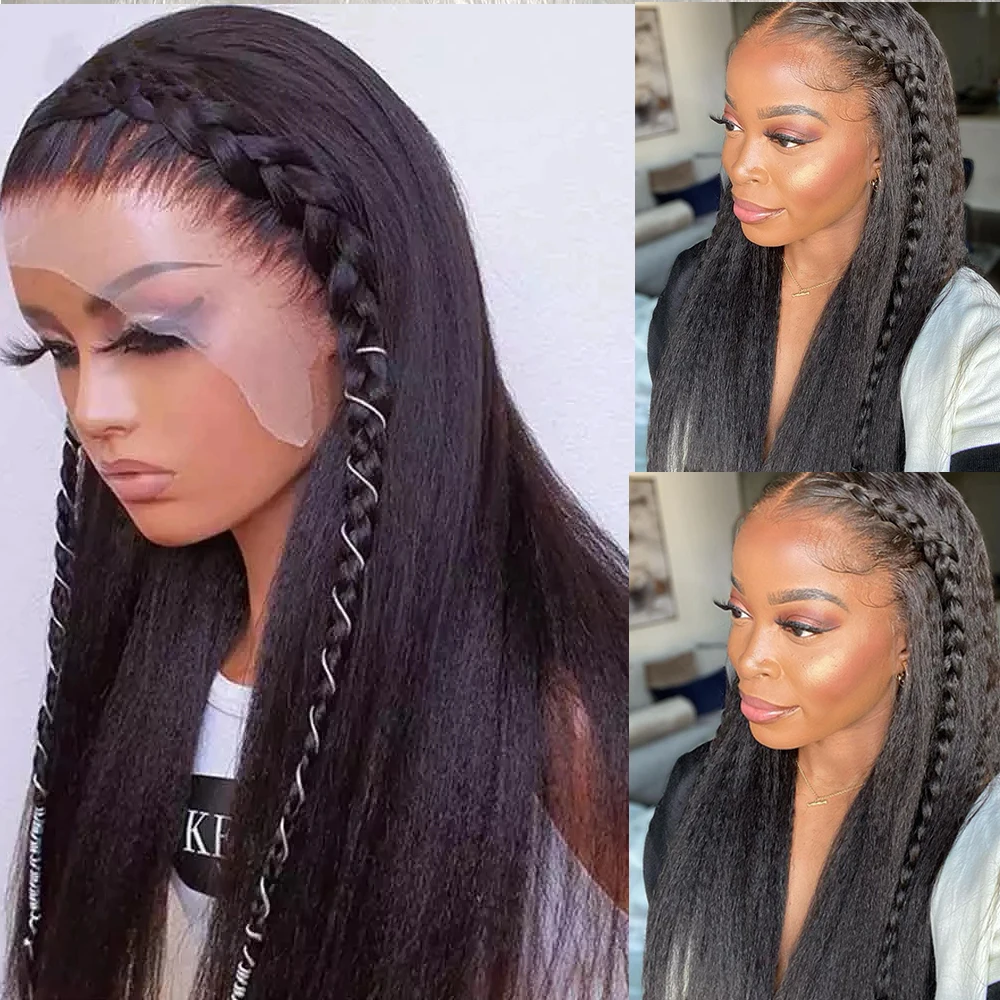 26Inch Long Yaki Natural Black Kinky Straight 180Density Preplucked Lace Front Wig For Women BabyHair Heat Resistant Glueless
26Inch Long Yaki Natural Black Kinky Straight 180Density Preplucked Lace Front Wig For Women BabyHair Heat Resistant Glueless