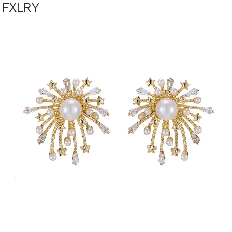 FXLRY Flower Pearl S925 Silver Pin Fashion Earrings For Women
FXLRY Flower Pearl S925 Silver Pin Fashion Earrings For Women