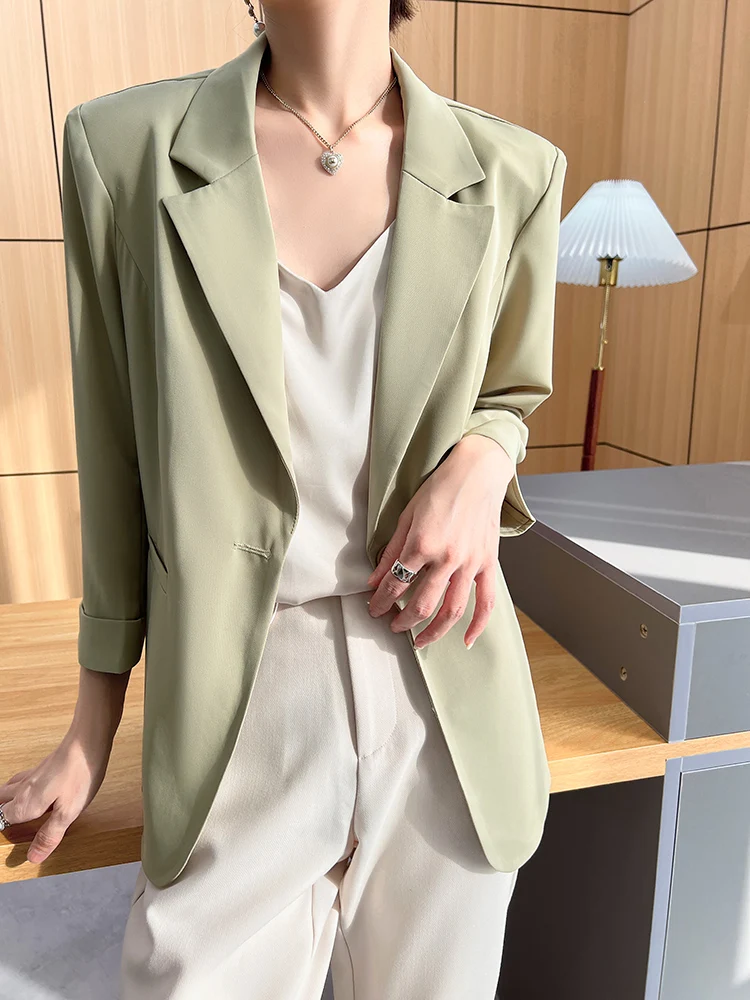 Loose Green Suit Jacket Women's Spring Summer New Style Premium British Style Seven Sleeve Loose Suit Korean Version
Loose Green Suit Jacket Women's Spring Summer New Style Premium British Style Seven Sleeve Loose Suit Korean Version