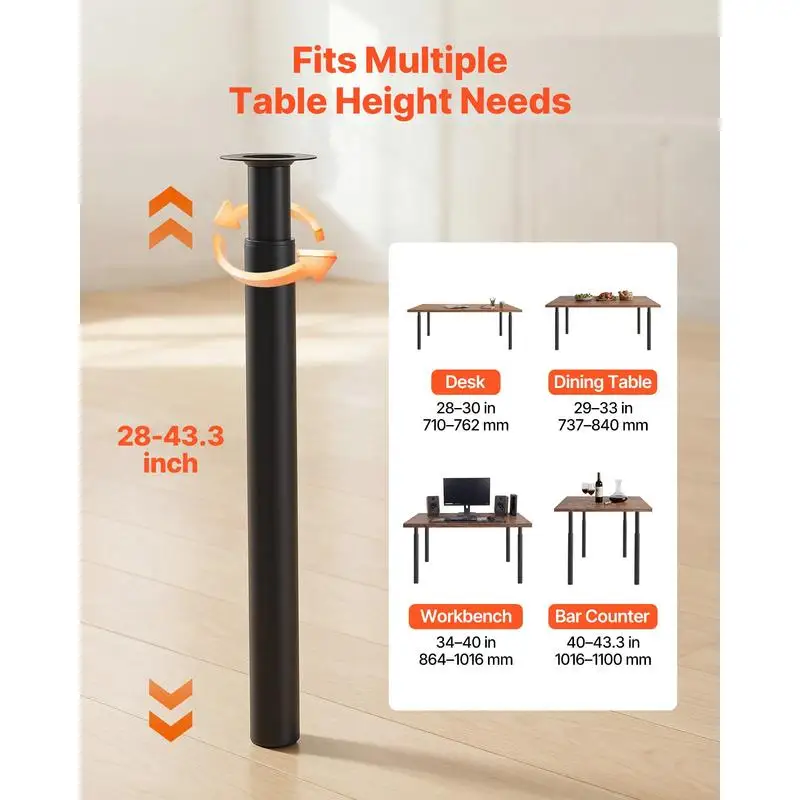 Adjustable Table Legs, 28-43.3 in Steel Furniture Legs, 1200 lbs Max Load Heavy Duty, Quick Installation, Ideal for Home Offi
Adjustable Table Legs, 28-43.3 in Steel Furniture Legs, 1200 lbs Max Load Heavy Duty, Quick Installation, Ideal for Home Offi