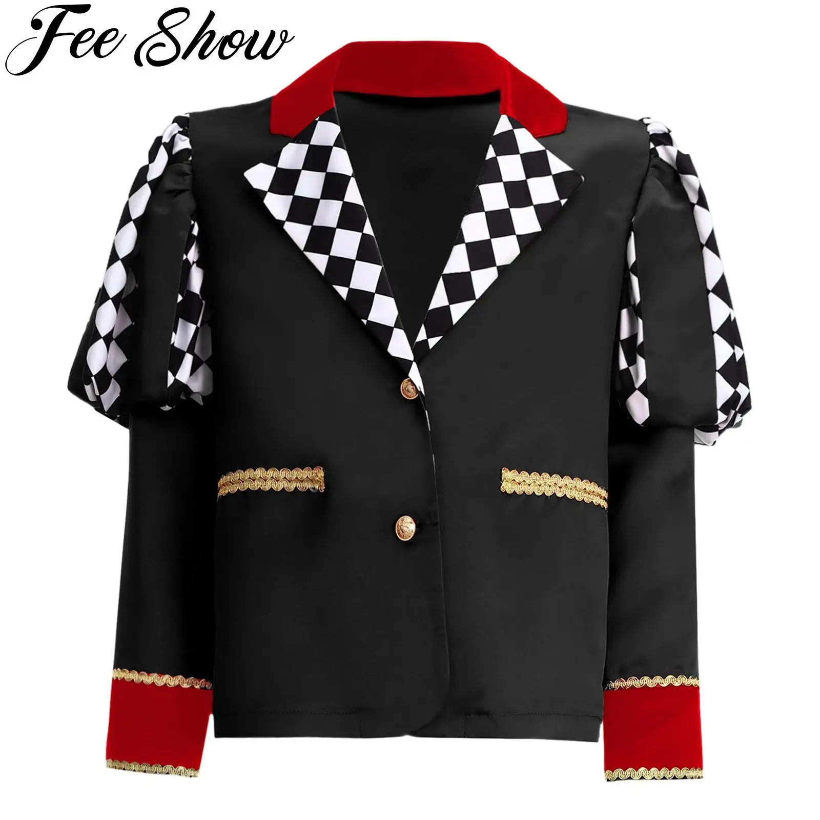 Kids Girls Circus Ringmaster Magician Cosplay Costume Gold Webbing Plaid Jacket Halloween Carnival Party Marching Band Dress Up
Kids Girls Circus Ringmaster Magician Cosplay Costume Gold Webbing Plaid Jacket Halloween Carnival Party Marching Band Dress Up
