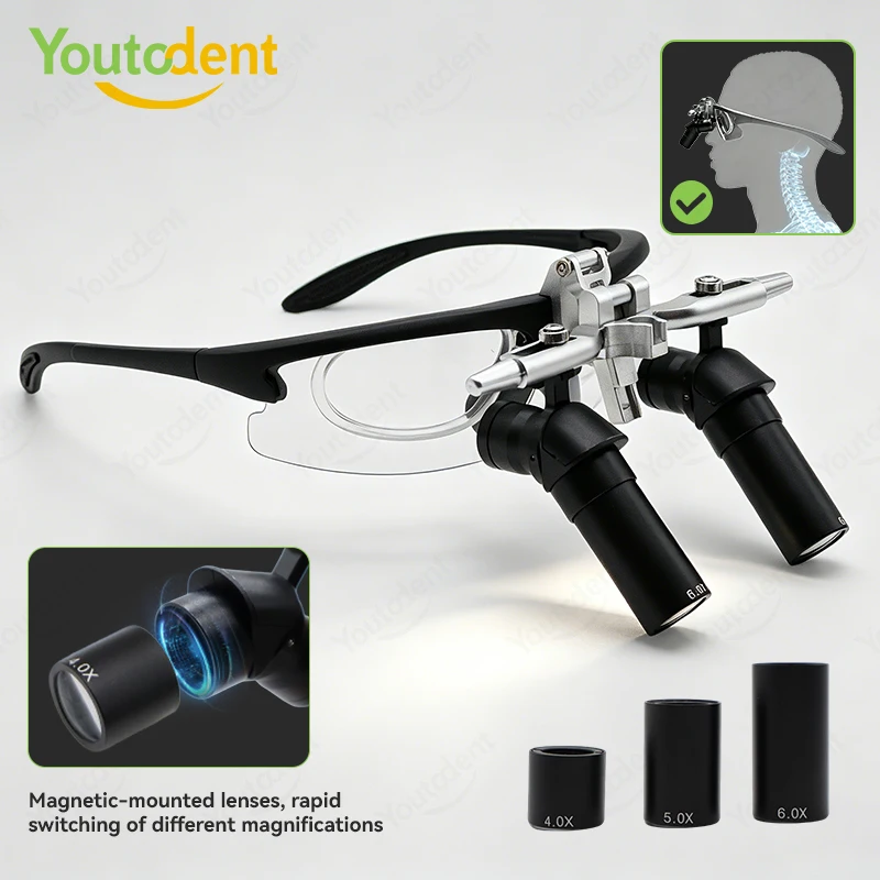 Dental 48 ° Ergo Optical Magnifier Loupe 4X/5X/6X Flip up Loupes With Magnetic Lens Barrel Prevent Bending And Lowering Head
Dental 48 ° Ergo Optical Magnifier Loupe 4X/5X/6X Flip up Loupes With Magnetic Lens Barrel Prevent Bending And Lowering Head