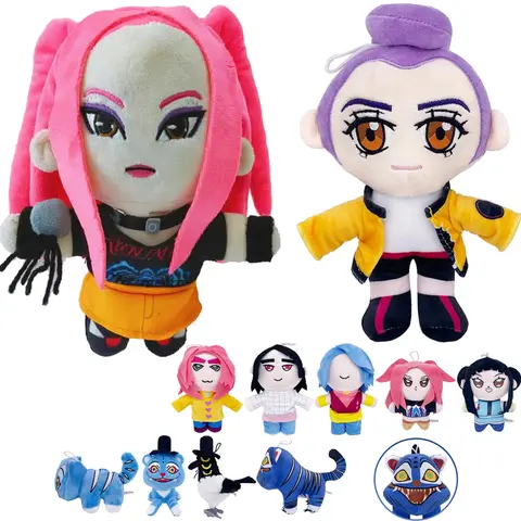 ## Anime Kpop Demons Hunters Plush Cute Purple Tiger Black Hat Magpie With 3 Eyes Monster Hunt Girl Group Doll For Fans Gifts
