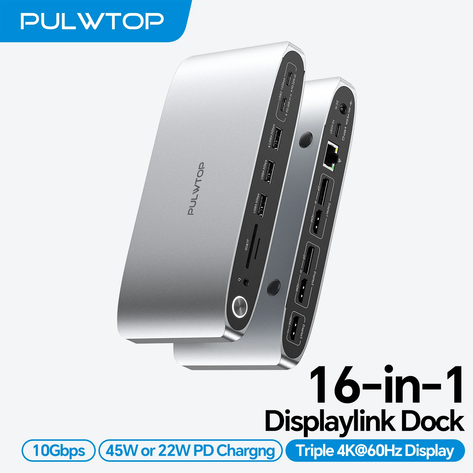 Док-станция PULWTOP DisplayLink для трех мониторов с блоком питания 140 Вт, 3 HDMI и 2 DP, 5 портов USB-C/USB-A для зарядки и передачи данных
Док-станция PULWTOP DisplayLink для трех мониторов с блоком питания 140 Вт, 3 HDMI и 2 DP, 5 портов USB-C/USB-A для зарядки и передачи данных