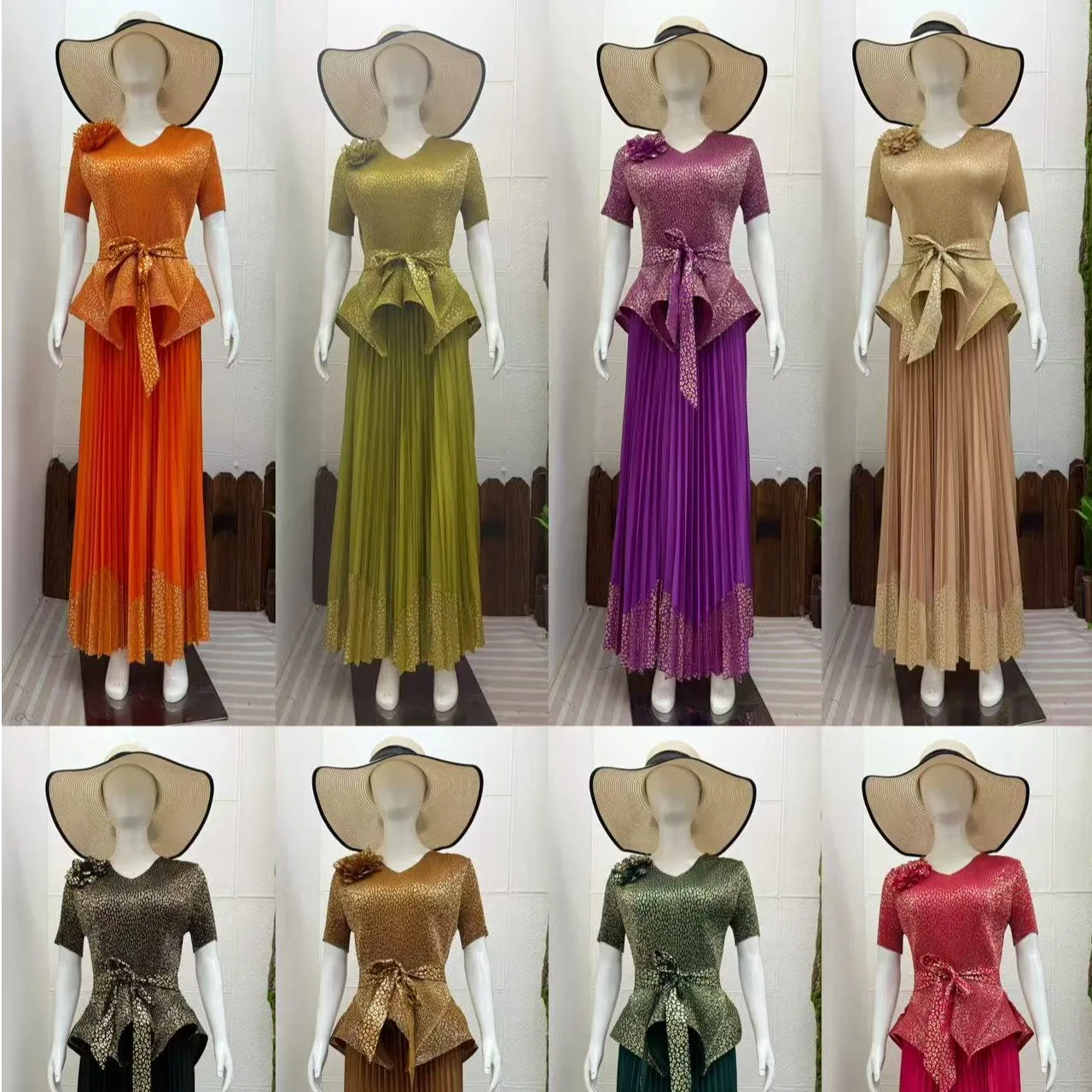 Плиссированный топ с золотой фольгой и цветком 2025 года, с поясом f Юбка Faion Set ort Sve V-Ne, летний наряд из смеси полиэстера
Плиссированный топ с золотой фольгой и цветком 2025 года, с поясом f Юбка Faion Set ort Sve V-Ne, летний наряд из смеси полиэстера