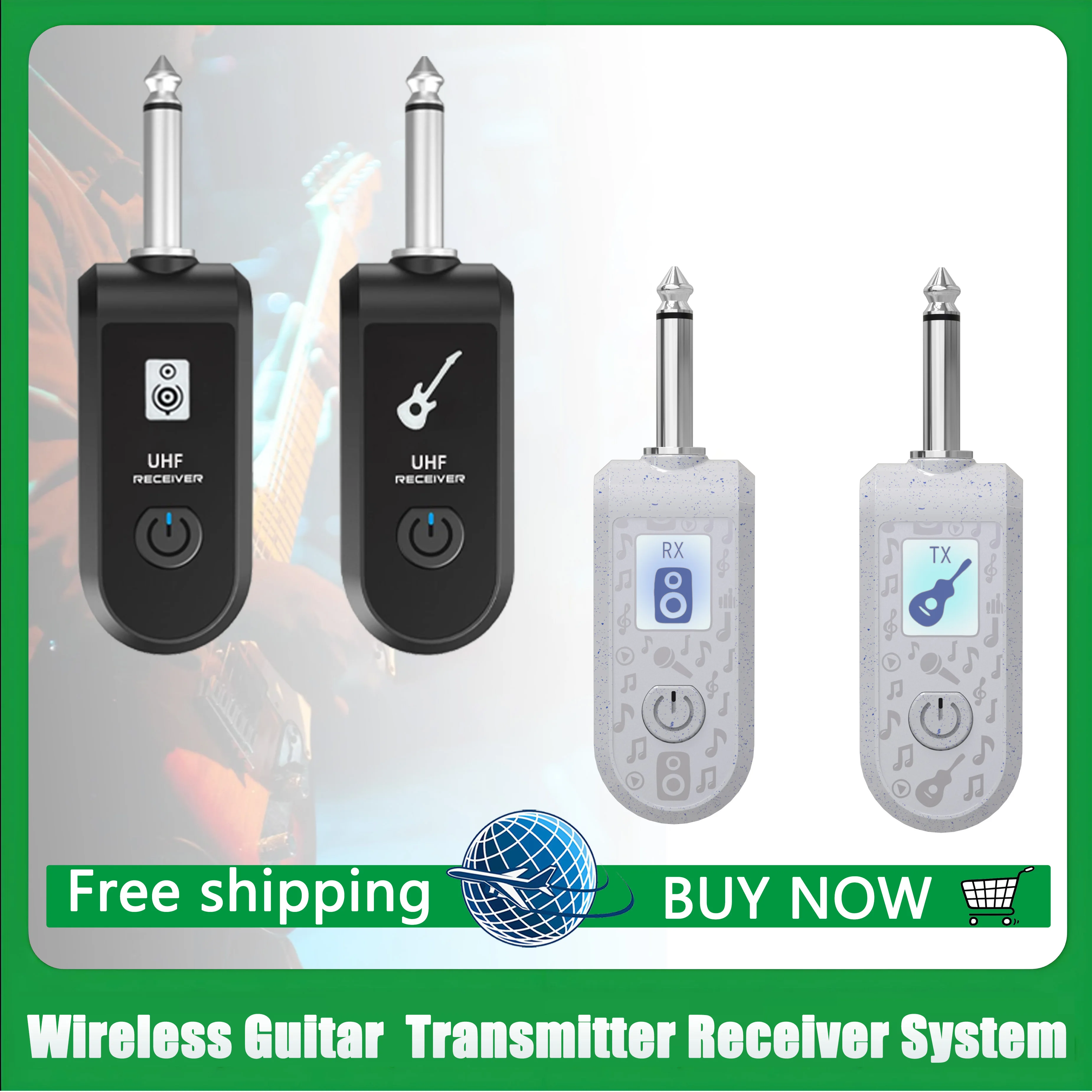 2.4G guitar wireless transmission receiver system, rechargeable transmitter receiver plug and play for electric guitar
2.4G guitar wireless transmission receiver system, rechargeable transmitter receiver plug and play for electric guitar