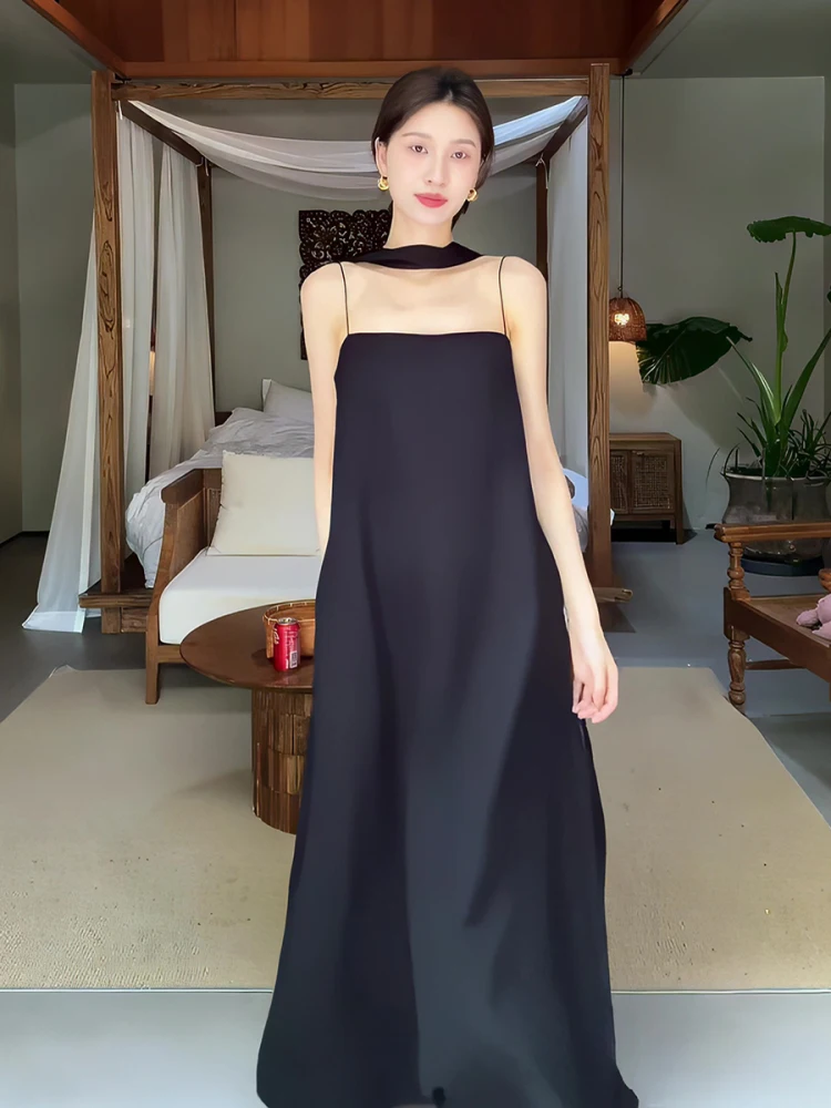 Black Off-Shoulder Sleeveless Maternity Dress Women's Summer New Style Korean Loose Fit Strap Dress Elegant Lady Commute
Black Off-Shoulder Sleeveless Maternity Dress Women's Summer New Style Korean Loose Fit Strap Dress Elegant Lady Commute