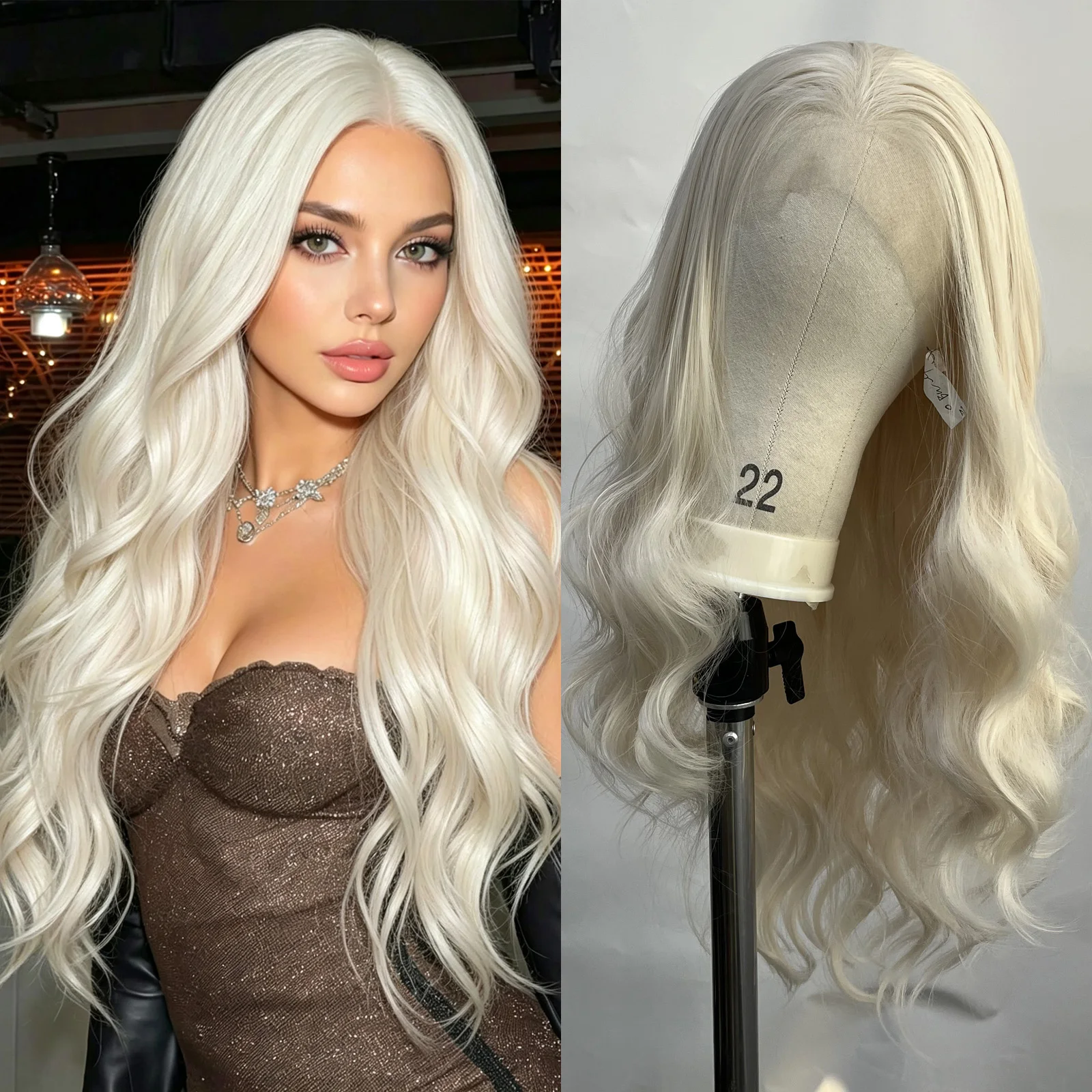 13x4 Synthetic Lace Front Wig Platinum Blonde Body Wavy Wig Pre Plucked with Natural Hairline for Women Daily Wear Cosplay Use
13x4 Synthetic Lace Front Wig Platinum Blonde Body Wavy Wig Pre Plucked with Natural Hairline for Women Daily Wear Cosplay Use