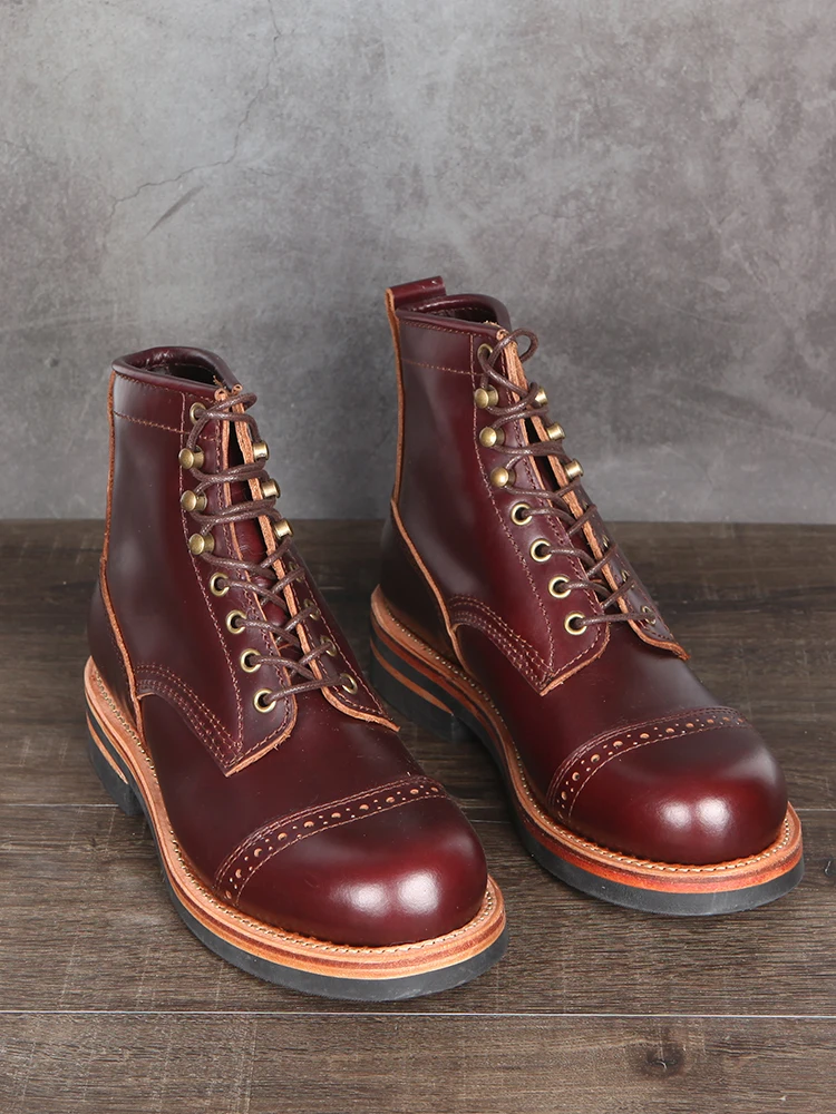 Handmade Outdoor Casual Boots Deep Brown Paratrooper Boots White Workwear High Top Leisure Outdoor Motorcycle ort Boots
Handmade Outdoor Casual Boots Deep Brown Paratrooper Boots White Workwear High Top Leisure Outdoor Motorcycle ort Boots