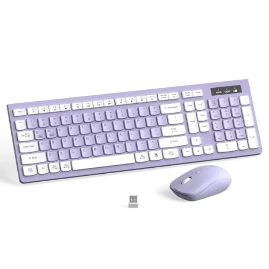 Wireless Keyboard and Mouse Combo, Full-Sized Wireless Keyboard and Adjustable DPI Mouse, 2.4GHz USB Receiver, Silent Keyboard
Wireless Keyboard and Mouse Combo, Full-Sized Wireless Keyboard and Adjustable DPI Mouse, 2.4GHz USB Receiver, Silent Keyboard