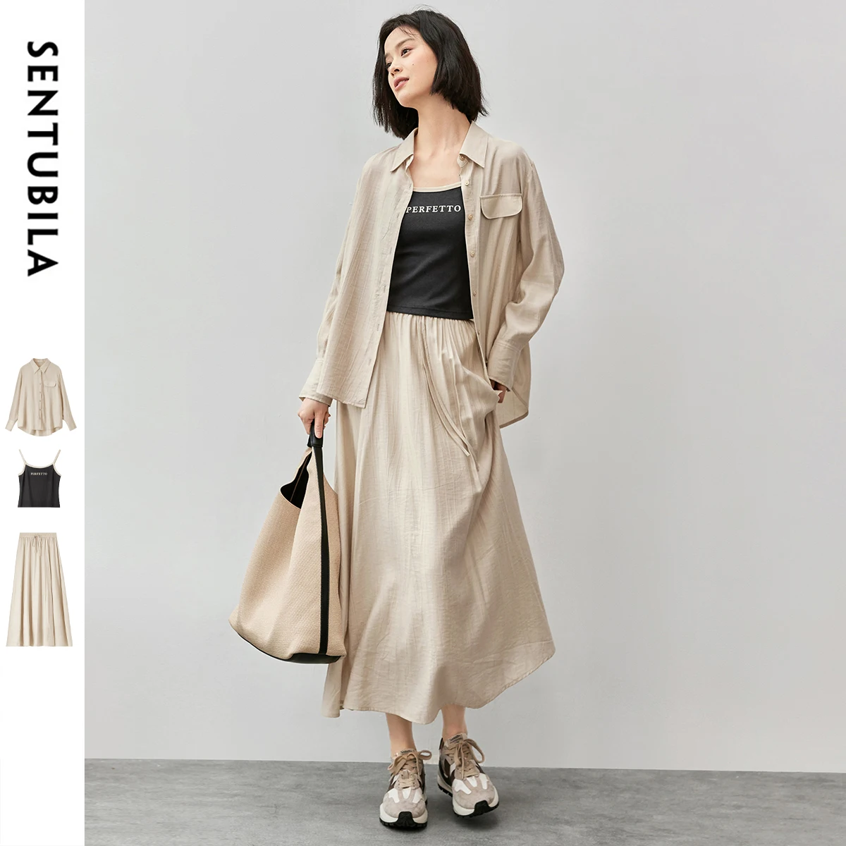 SENTUBILA 3 Piece Skirt Sets Women Spring Casual Outfits 2025 Long Sleeve Shirt +Tank Top +Midi Skirt Clothing Set Q42Z56470
SENTUBILA 3 Piece Skirt Sets Women Spring Casual Outfits 2025 Long Sleeve Shirt +Tank Top +Midi Skirt Clothing Set Q42Z56470