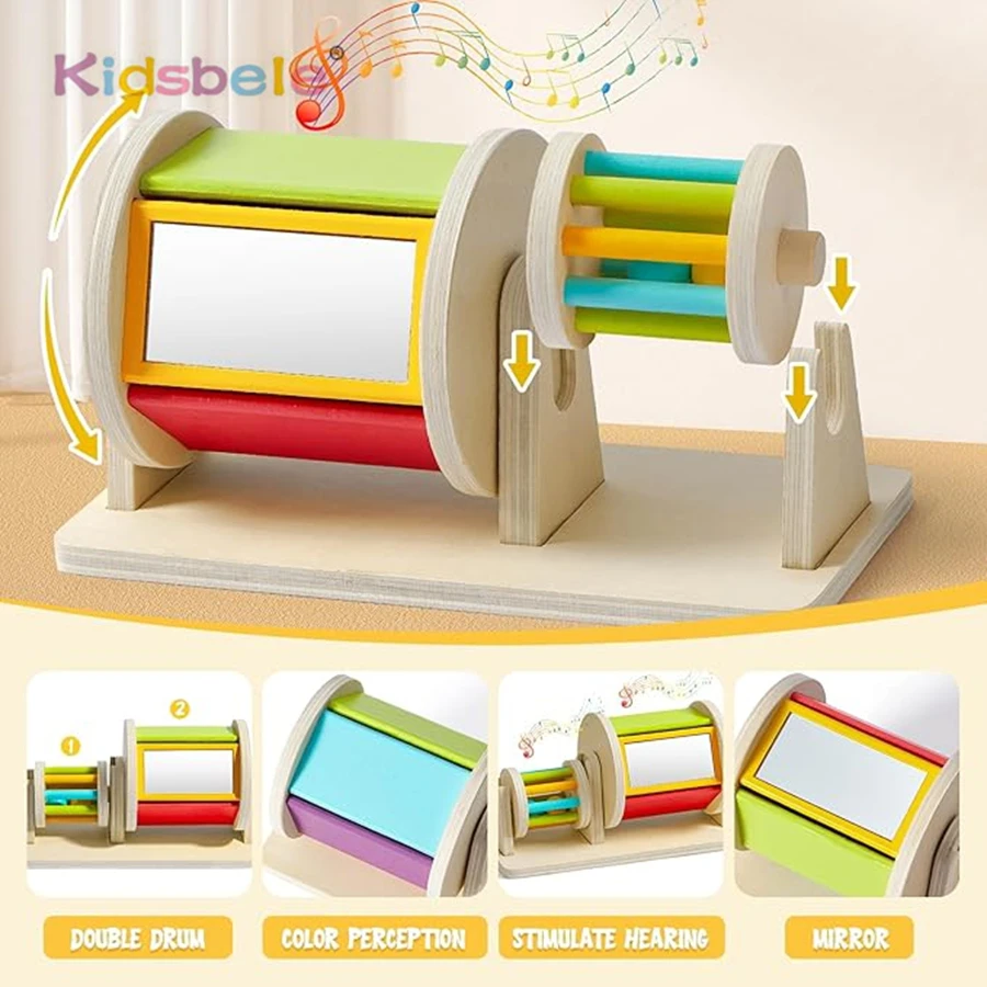 Baby Wooden Montessori Spinning Drum with Mirror Sound & Color Recognition 2 in 1 Sensory Tummy Time Gift Infant Development Toy
Baby Wooden Montessori Spinning Drum with Mirror Sound & Color Recognition 2 in 1 Sensory Tummy Time Gift Infant Development Toy