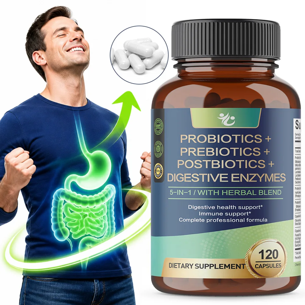 Probiotic Prebiotic Postbiotic & Digestive Enzymes for Men and Women 120 Vegetarian Capsules Digestive Health Support
Probiotic Prebiotic Postbiotic & Digestive Enzymes for Men and Women 120 Vegetarian Capsules Digestive Health Support