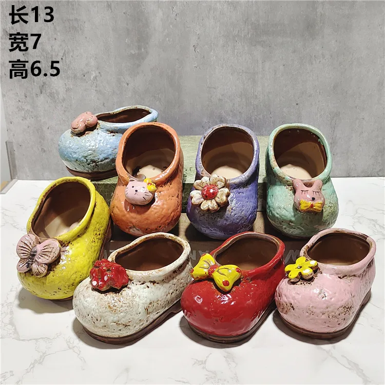 Internet celebrity ceramic coarse pottery succulent flower pot personalized creative shoes cute hole shoes flower accessories
Internet celebrity ceramic coarse pottery succulent flower pot personalized creative shoes cute hole shoes flower accessories
