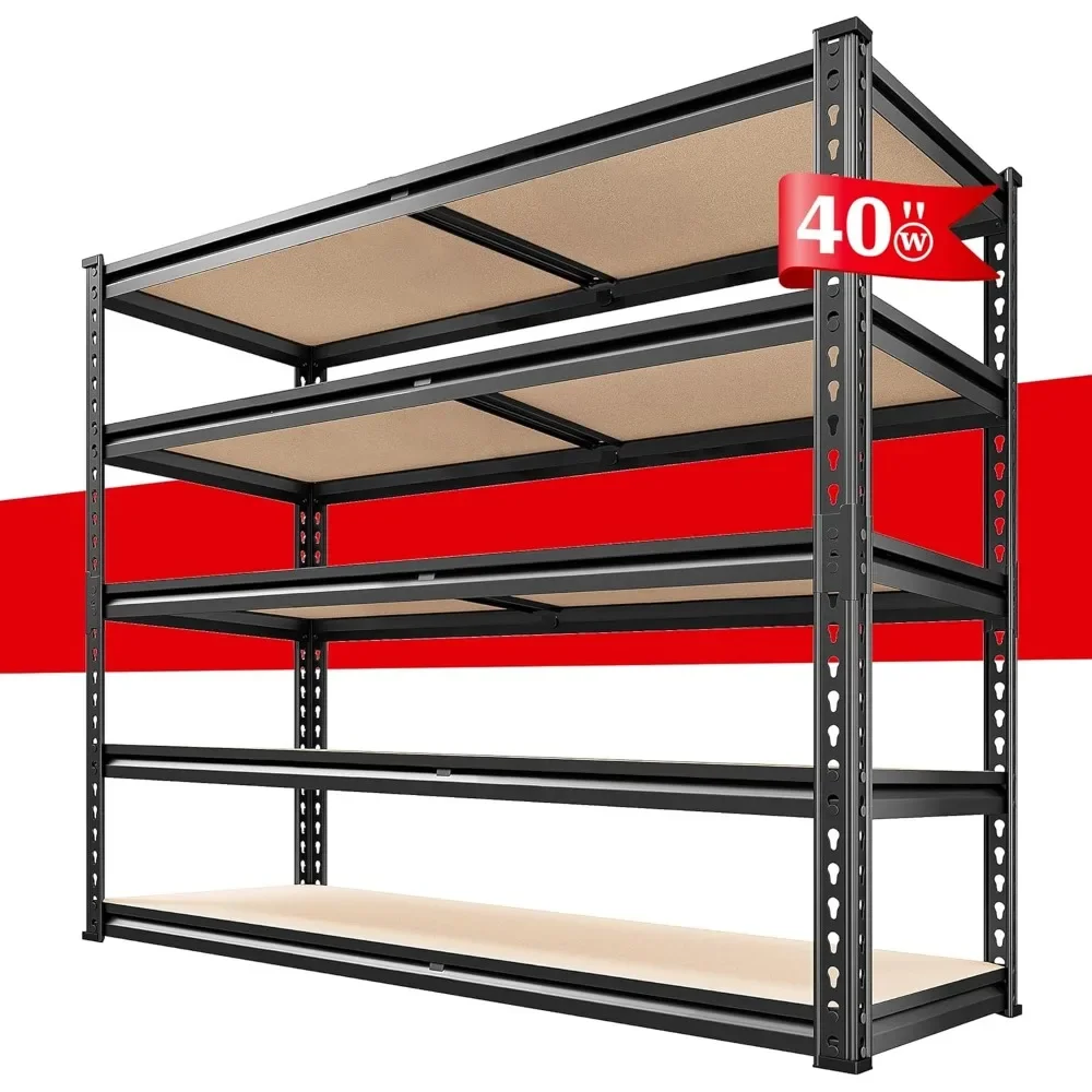 5-Tier Industrial Heavy Duty Metal Shelves, 72"H x 40"W x 20"D, 2500LBS Capacity, Adjustable, Garage, Pantry, Closet
5-Tier Industrial Heavy Duty Metal Shelves, 72"H x 40"W x 20"D, 2500LBS Capacity, Adjustable, Garage, Pantry, Closet