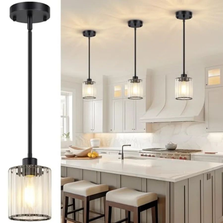 3 Pack Pendant Lights Kitchen Island Matte Black Kitchen Pendant Lighting Over Table with Adjustable Rods Modern Mini Crystal H
3 Pack Pendant Lights Kitchen Island Matte Black Kitchen Pendant Lighting Over Table with Adjustable Rods Modern Mini Crystal H