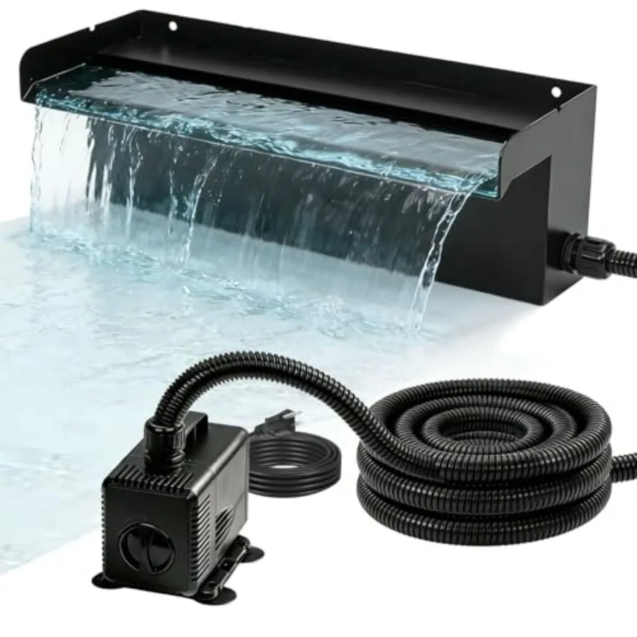 Outdoor garden patio pond spillway waterfall kit, PVC material, black color, 16-inch size with 930GPH pump for up to 6000-gallo
Outdoor garden patio pond spillway waterfall kit, PVC material, black color, 16-inch size with 930GPH pump for up to 6000-gallo
