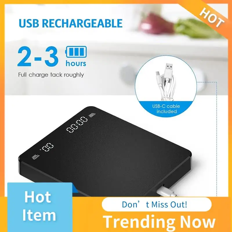 Digital Kitchen Scale With Timer Black ABS Tare, Auto Off Rechargeable Portable Coffee Scale 3Kg/0.1G High Accuracy
Digital Kitchen Scale With Timer Black ABS Tare, Auto Off Rechargeable Portable Coffee Scale 3Kg/0.1G High Accuracy
