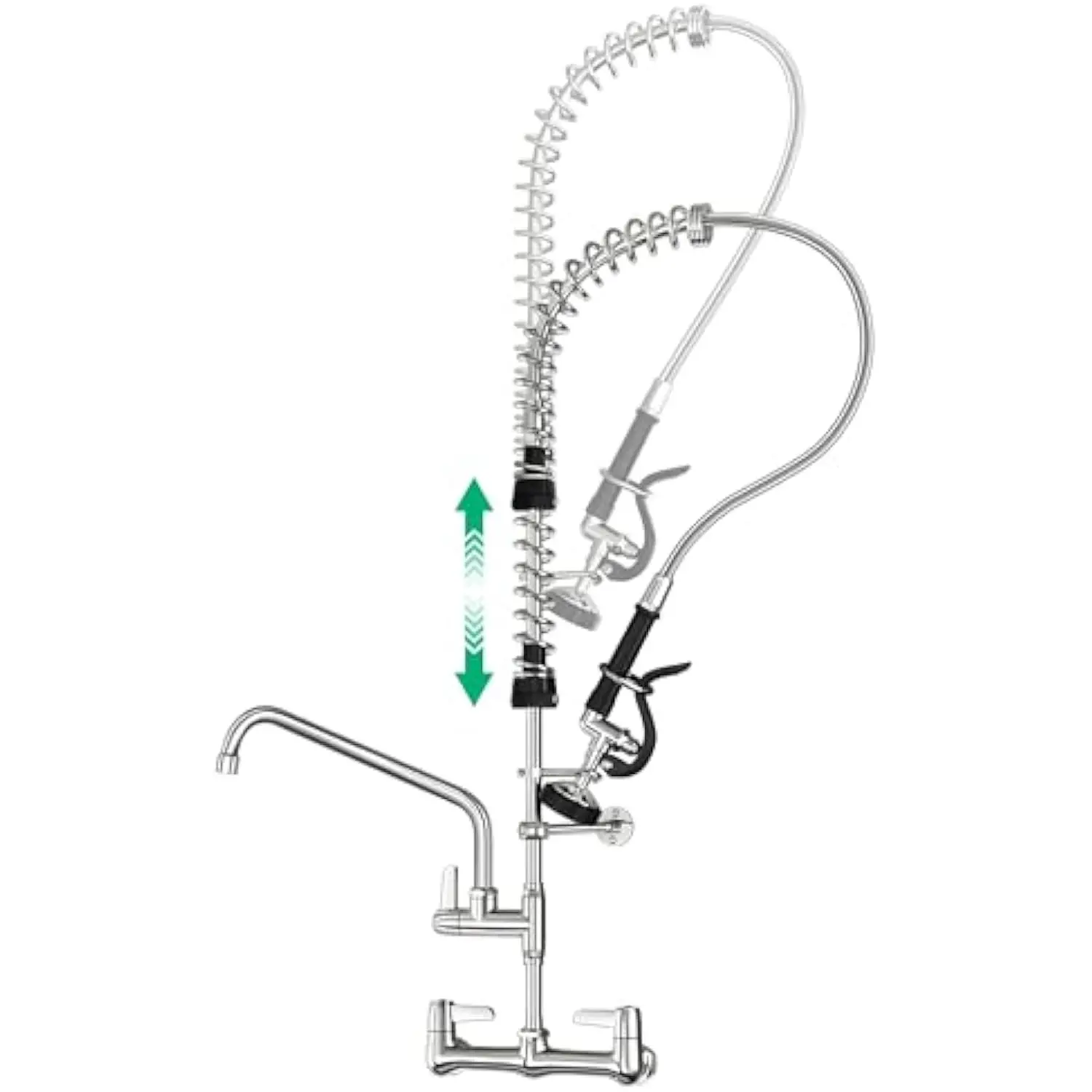 Commercial Sink Faucet with Pre-Rinse Sprayer -Height Adjustable (33-43 Inch) Wall Mount Industrial Kitchen Faucet 8 Inch Cente
Commercial Sink Faucet with Pre-Rinse Sprayer -Height Adjustable (33-43 Inch) Wall Mount Industrial Kitchen Faucet 8 Inch Cente