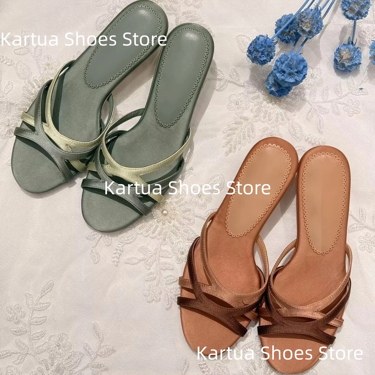 Women's Grey-Green Satin Crisscross Strap Square Toe Kitten Heel Mule Sandals Vintage Elegance Ladies Classic Daily Slippers
Women's Grey-Green Satin Crisscross Strap Square Toe Kitten Heel Mule Sandals Vintage Elegance Ladies Classic Daily Slippers