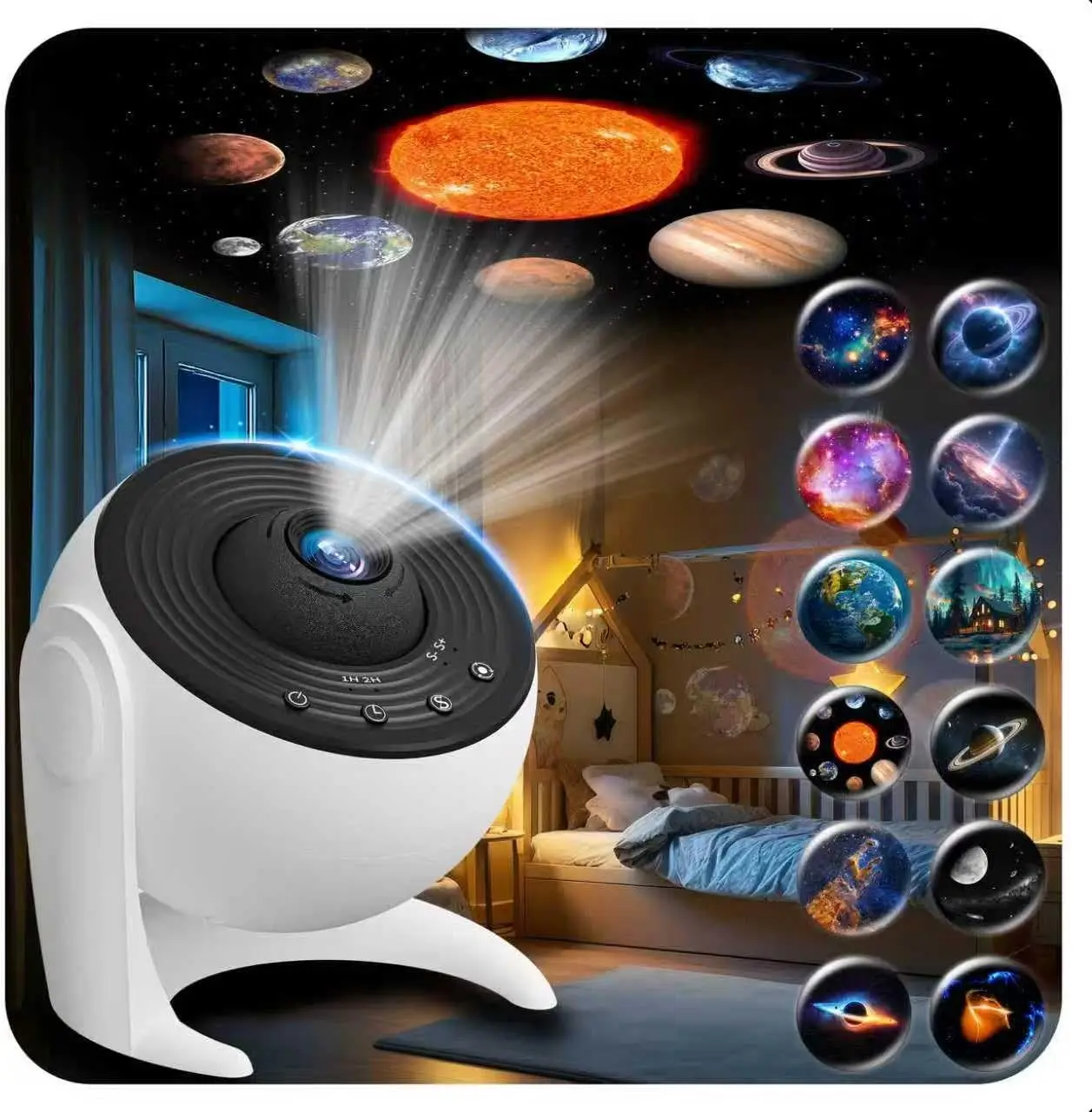 Galaxy Projector for Bedroom, 13 in 1 Star Projector with Solar System & Constellation, 360° Rotating Space Night Light for Kids
Galaxy Projector for Bedroom, 13 in 1 Star Projector with Solar System & Constellation, 360° Rotating Space Night Light for Kids