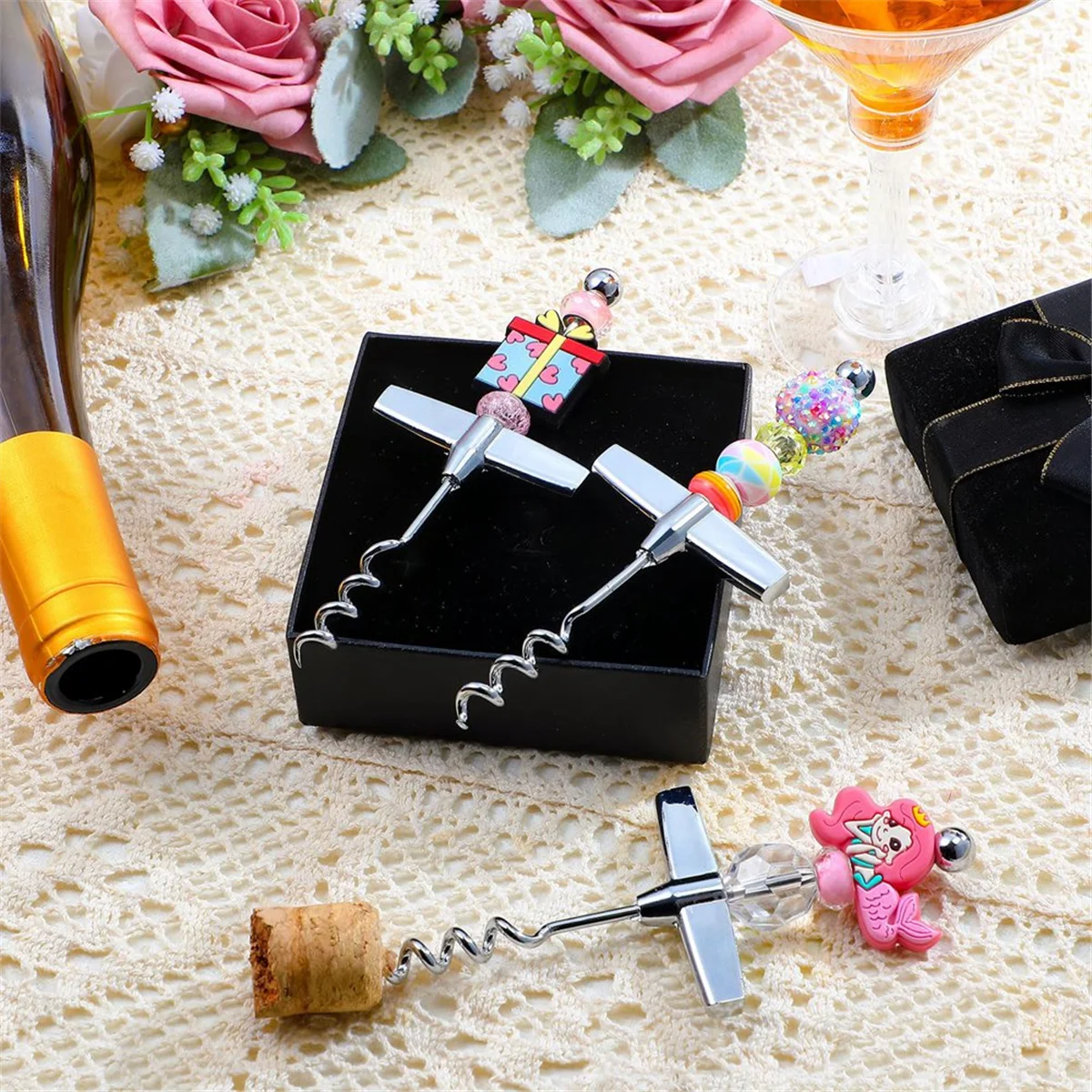 B60A15 Pcs Travel Corkscrew Wine Bottle Opener Beadable Wine Cork Remover for Bar Restaurant Kitchen Beverage Gifts
B60A15 Pcs Travel Corkscrew Wine Bottle Opener Beadable Wine Cork Remover for Bar Restaurant Kitchen Beverage Gifts