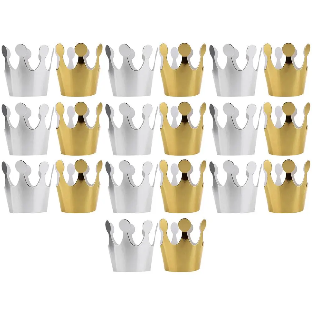 20 pcs Birthday Crown Hats Shiny Unique Design Kids Adults Party Headwear Silver Paper Cap Photo Prop Memorable Moments
20 pcs Birthday Crown Hats Shiny Unique Design Kids Adults Party Headwear Silver Paper Cap Photo Prop Memorable Moments