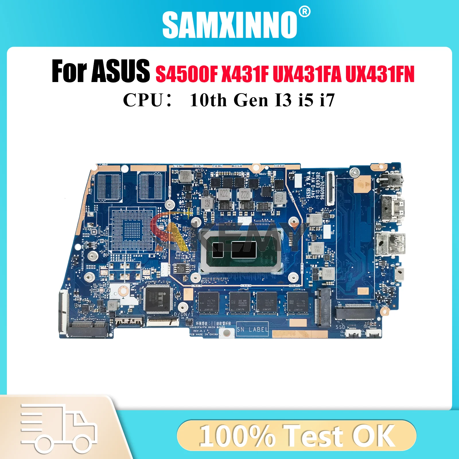 UX431FA Laptop Motherboard For ASUS ZenBook S4500F UX431FN U4500F X431F UX431F UX431FA S431F Mainboard With 10th Gen I3 i5 i7
UX431FA Laptop Motherboard For ASUS ZenBook S4500F UX431FN U4500F X431F UX431F UX431FA S431F Mainboard With 10th Gen I3 i5 i7