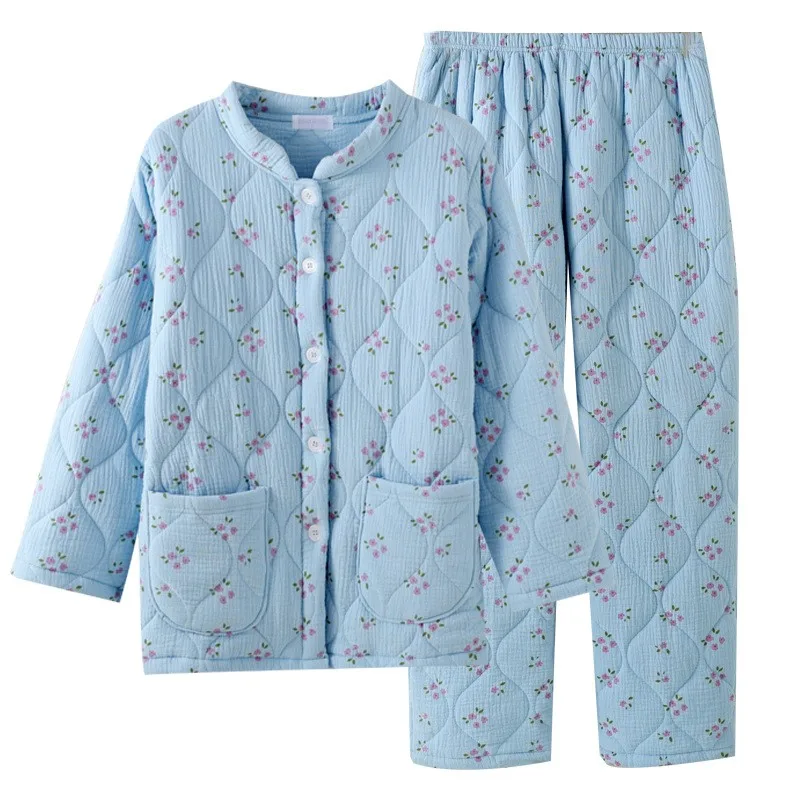 Winter New Arrived Pajamas Women Pajama Sets Female Cotton Gauze Quilted Sleepwear Women Thicken Pants Suit Loose Home Clothes
Winter New Arrived Pajamas Women Pajama Sets Female Cotton Gauze Quilted Sleepwear Women Thicken Pants Suit Loose Home Clothes