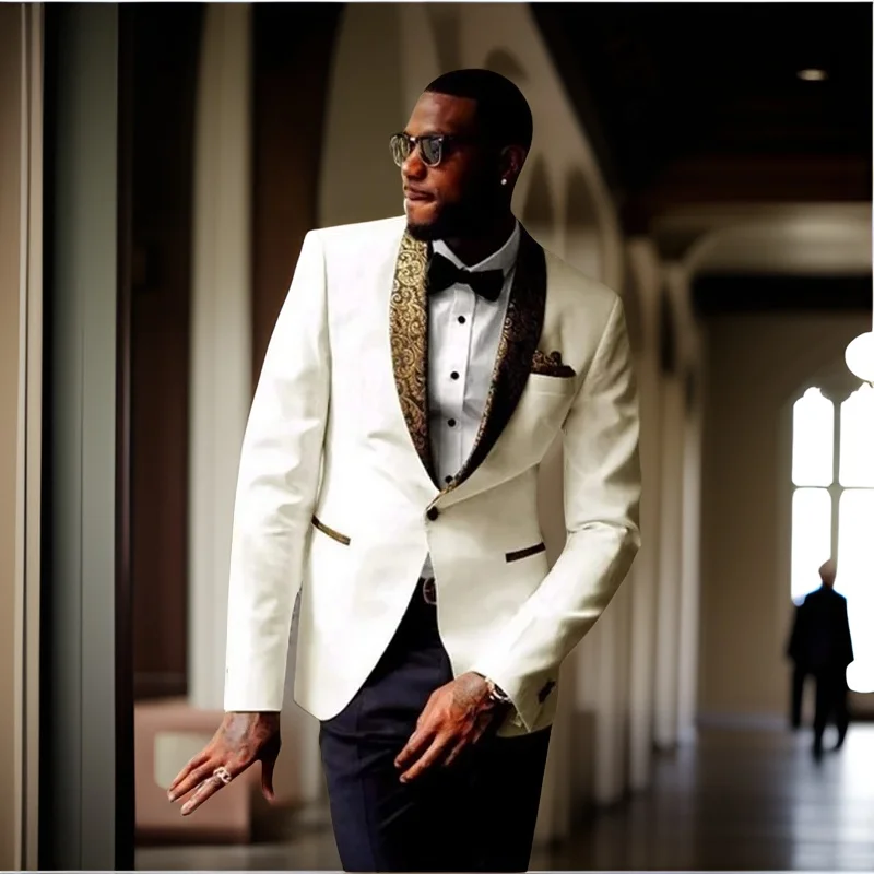 Groom Tuxedos for Groomsmen Slim Fit African Men's Wedding Suits Floral Lapel Best Man Prom Suit (Jacket+Pants) 2024
Groom Tuxedos for Groomsmen Slim Fit African Men's Wedding Suits Floral Lapel Best Man Prom Suit (Jacket+Pants) 2024