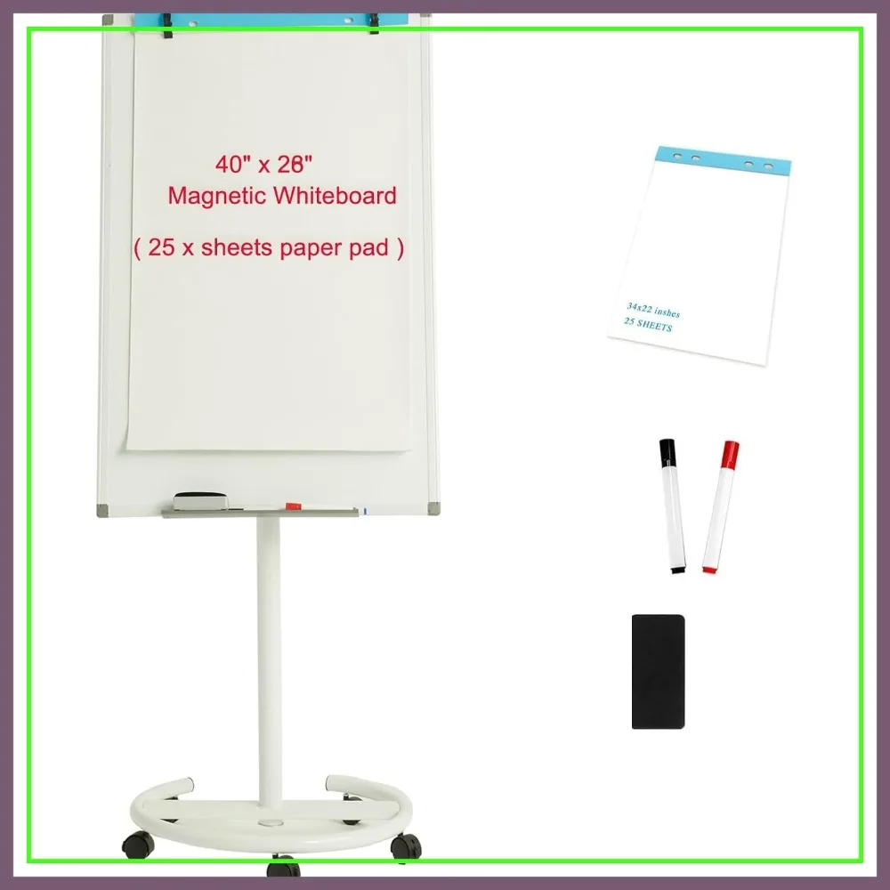 Magnetic Portable Whiteboard Stand 40x28in with Flipchart Pad, Eraser & Markers
Magnetic Portable Whiteboard Stand 40x28in with Flipchart Pad, Eraser & Markers